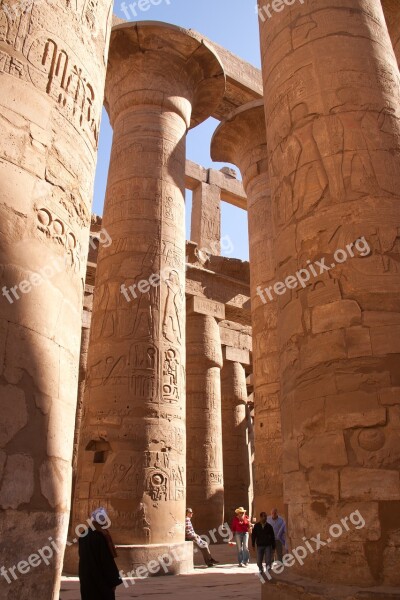 Temple Egyptian Gallery Pillars Gigantic