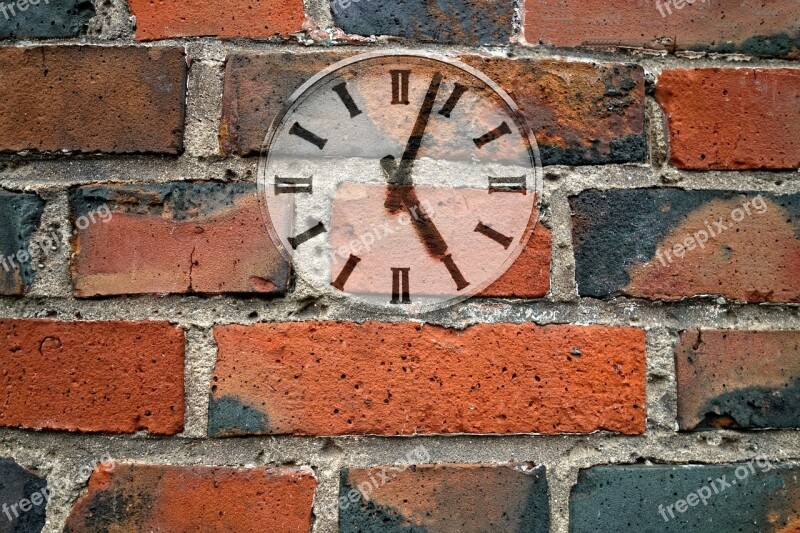 Clock Wall Brick Wall Clock On Wall Time