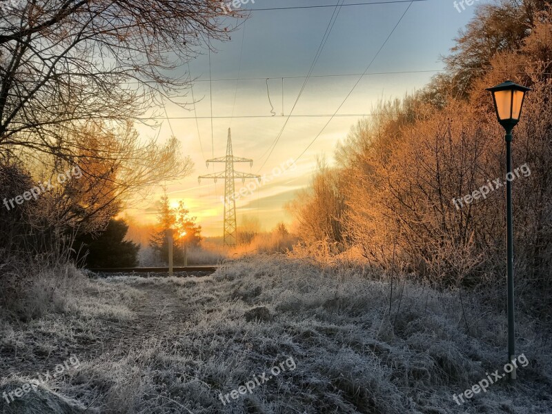 Frost Hoarfrost Winter Catenary Clear