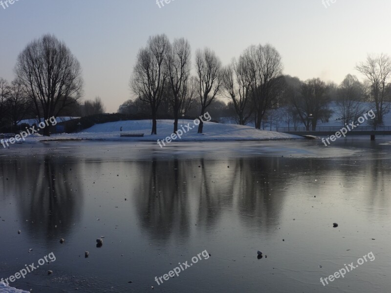 Lake Winter Frozen Ice Snow