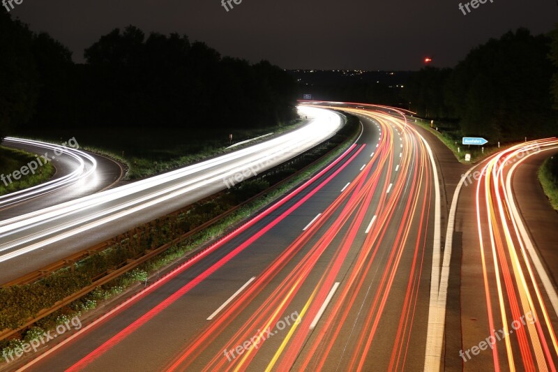 Highway Long Exposure Red Traffic Spotlight