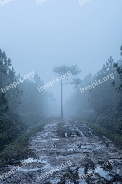 Fog Nature Waterfall Thailand Sky