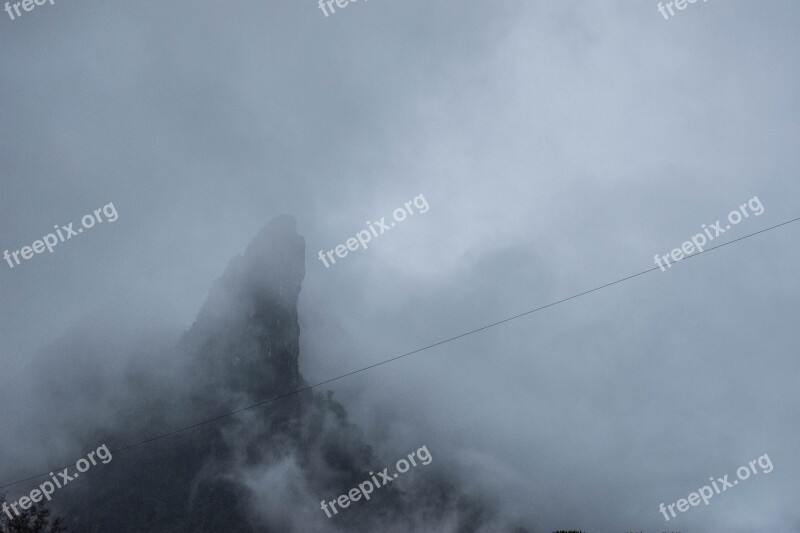 Fog Mountains Waterfall Nature Thailand