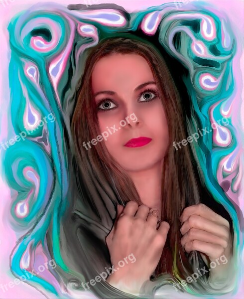 Girl Painting Digital Art Fantasy Portrait Girl Praying