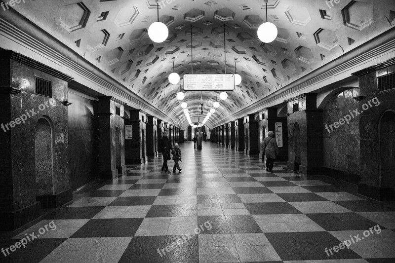 Metro Moscow Red Gate Subway Black And White