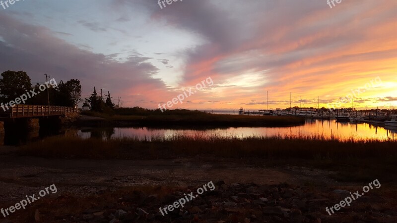 Clinton Connecticut Harbor Sunset Landscape