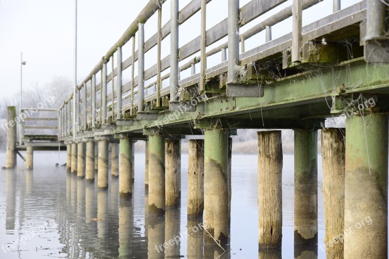 Jetty Ship Jetty Piers Hoarfrost Sea Bridge