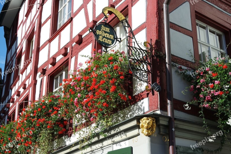 St Gallen Historic Center Timber Framed Houses Historically Facade