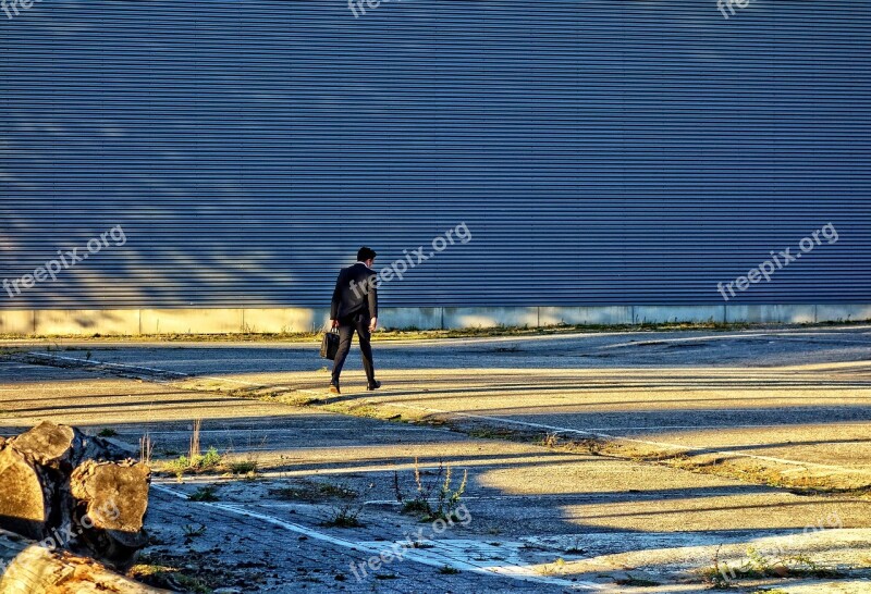 Person Man Alone White Collar Walking