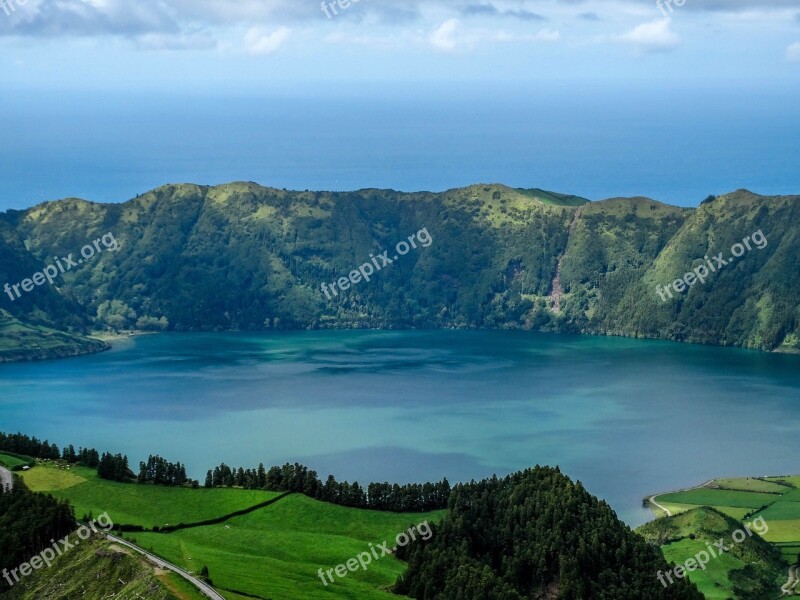 Nature Landscape Pond Volcano Crater