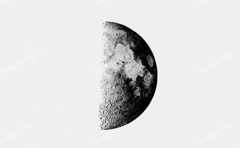 Luna Half Moon Sky Craters Infinite