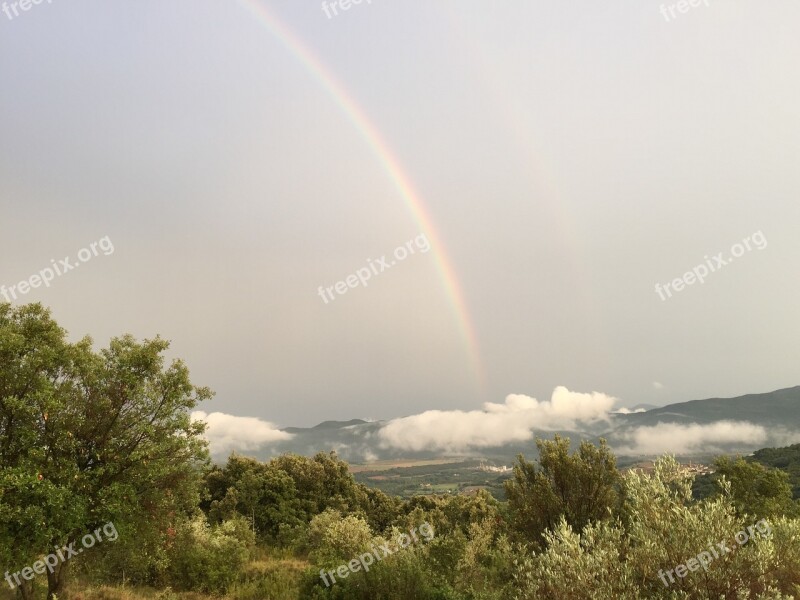 Rainbow Clouds Mountain Top Free Photos