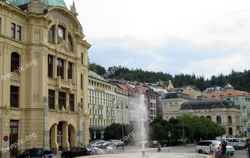 Karlovy Vary Buildings Fountain Free Photos