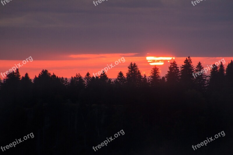 Red Sun Large Sun Sunrise Silhouettes Nordic