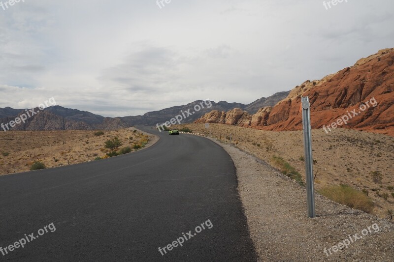 Nevada Red Rock Canyon Road Mountains Nature