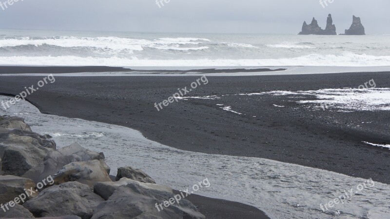 Iceland Black Beach Black Sand Beach Sand