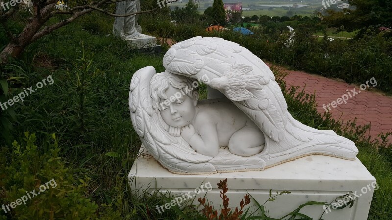 Statue Cherub A Baby Piece More Comfortable Nap Free Photos