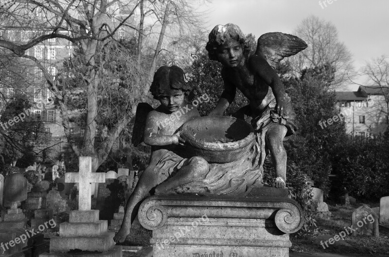 Cherubs Monochrome Grave Angelic Spooky