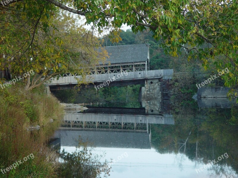 Covered Bridge Stream Creek Vermont Bridge