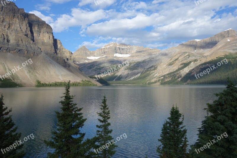 Landscape Lake Mirroring Mountains Forest