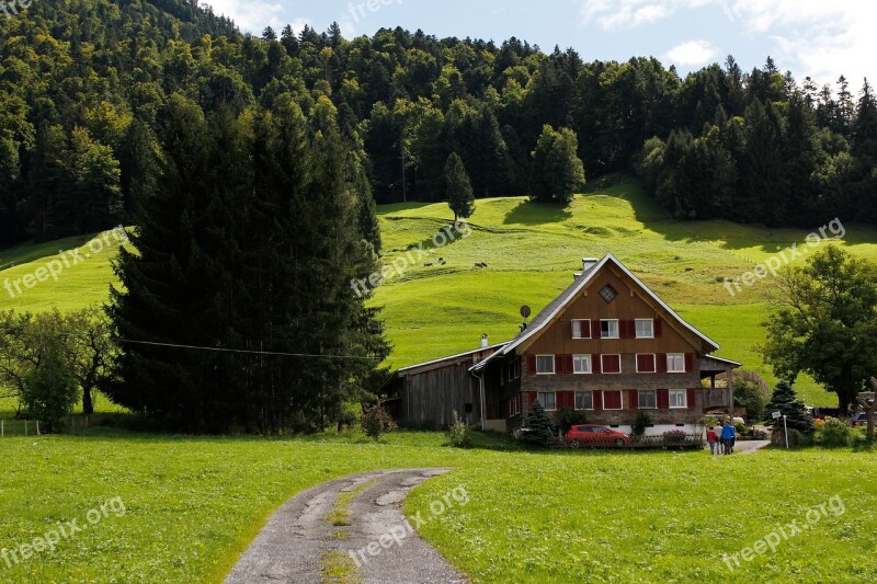 Hut Alpine Hut Landscape Green Mountain Hut