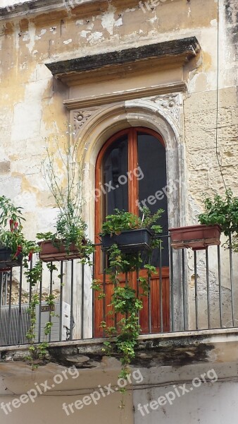 Italy Balcony Door Plants Chipped Paint