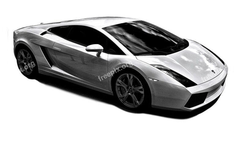 White Lamborghini No Background Cropped Out Shape Design