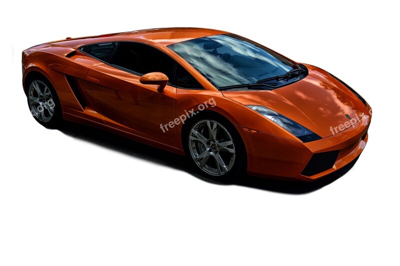 Tangerine Lamborghini No Background Cropped Out Shape Design