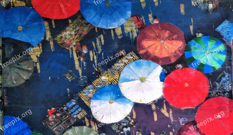 Myanmar Burma Art Umbrellas Street