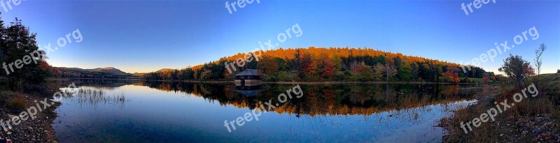 Sunset Lake Trees Foliage Water Reflection