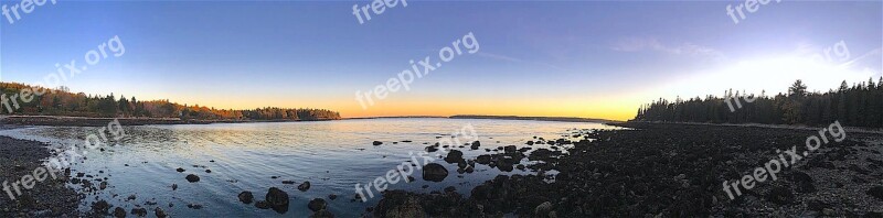 Sunset Shore Rocks Water Sea