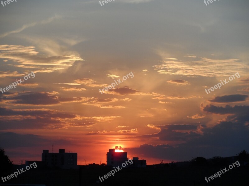 Twilight End Of Afternoon Sunset Landscape Free Photos