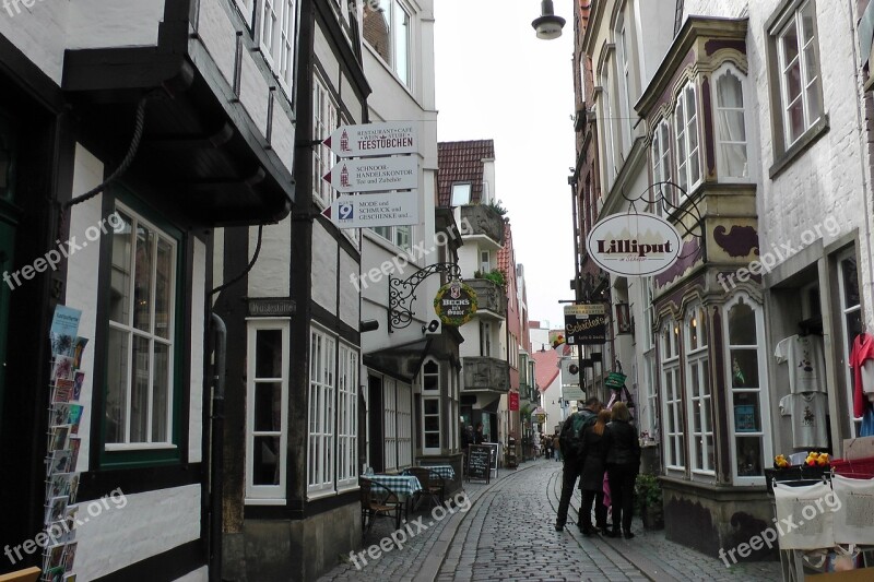 Bremen City Centre Schnoor Quarter Alley Narrow Road Narrow