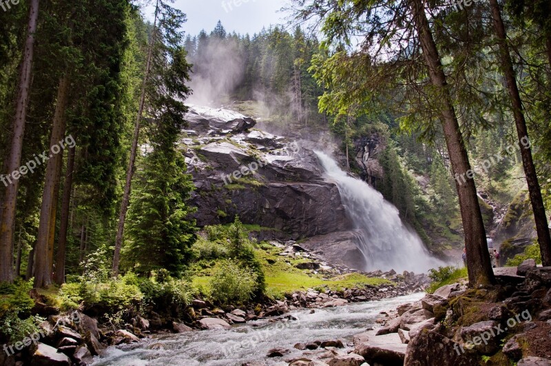 Waterfall Nature Forest Landscape Mountains