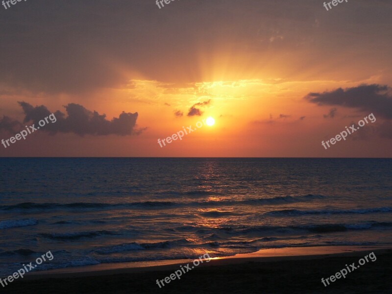 Sunset Sea Beach Sunset Colors Atmosphere