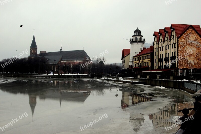 City River Kaliningrad Fishing Village Kant Island