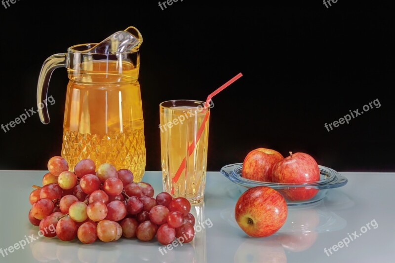 Grape Juice Grapes Apple Tasty Appetizing