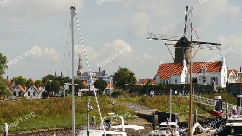 North Sea Zeeland Marina Veere Wind Mill