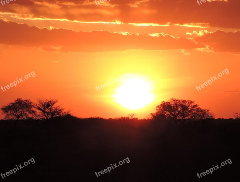 Sunset Namibia Kalahari Desert Free Photos