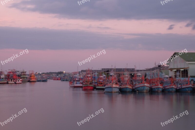 Sea Scape Boat Sunset Sea Summer