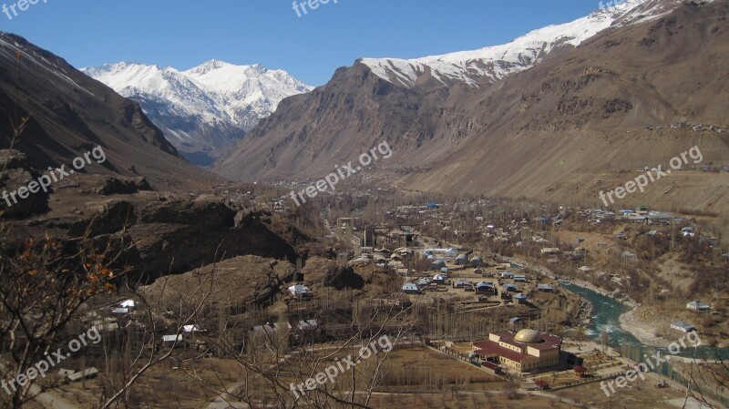 City Khorog Tajiksitan Pamir Mountains