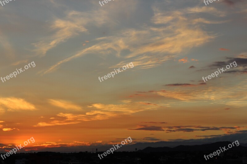 Sunset Sky Clouds Landscape Nature