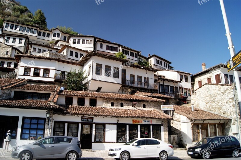 White Balkan Houses Berat City Albania Free Photos