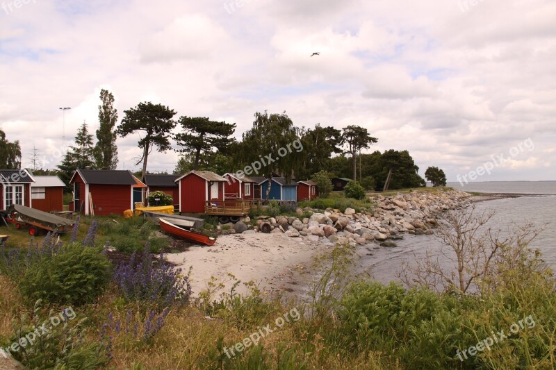 Fishing Huts Sheds Beach Sea Shore