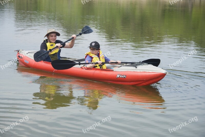 Paddlers Kayaking Paddles Canoeing Water