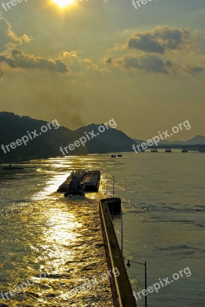 Pushing Upstream Tugboat Arkansas River Afternoon