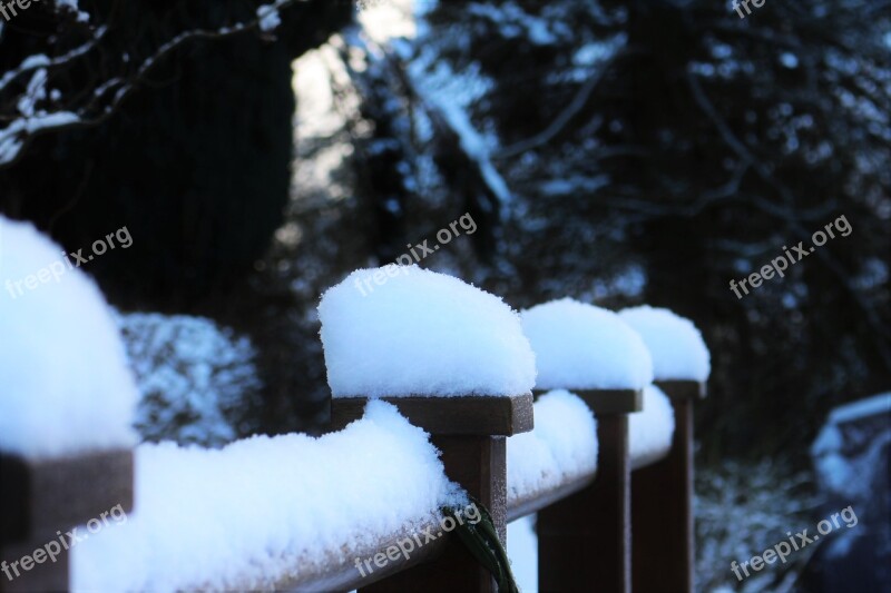 Snow Snow Cover Snow On Railing Winter Free Photos