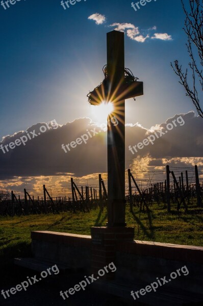 Landscape Pálava Cross Sky Sun