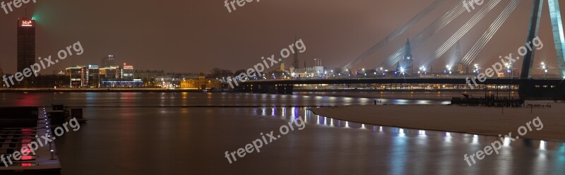 Panorama Night City Architecture Lights