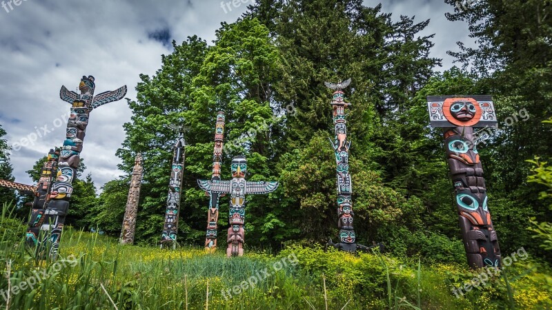 Vancouver Canada Stanley Park Religion Totem Pole